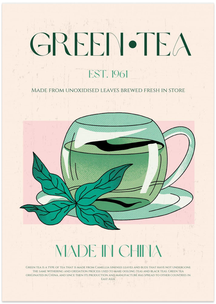 Green Tea Origins - Art Print by Nazma Khokhar