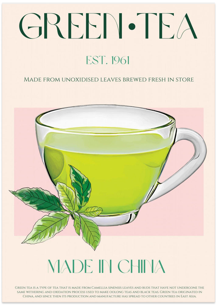 Fresh Green Tea - Art Print by Nazma Khokhar