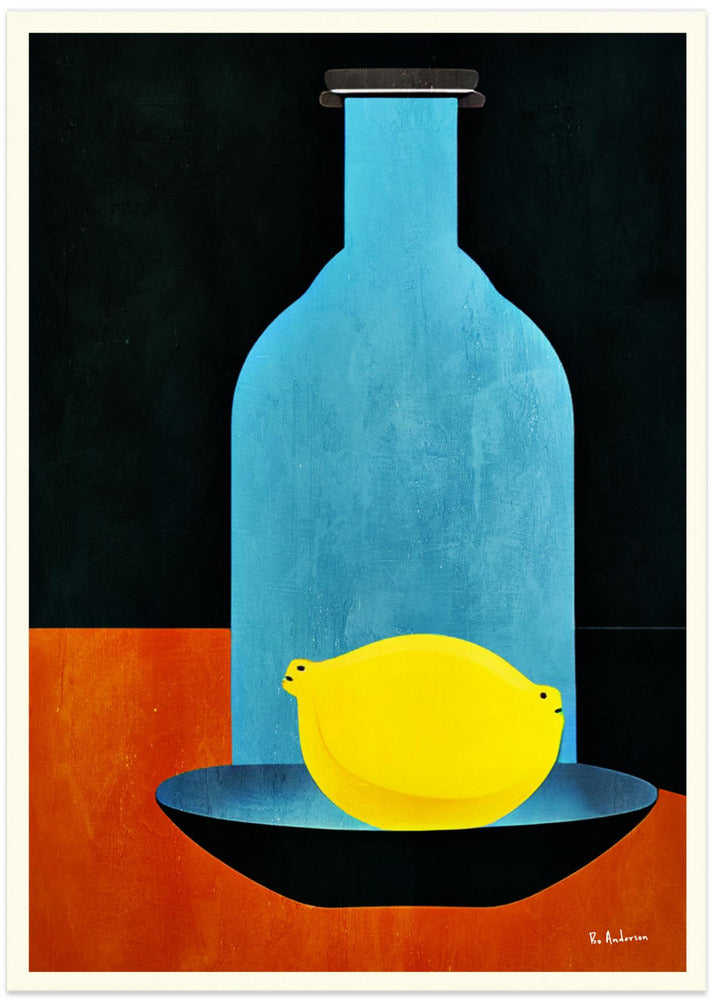 Bottle With (lonesome) Lemon : Skinny Bitch - Art Print by Bo Anderson