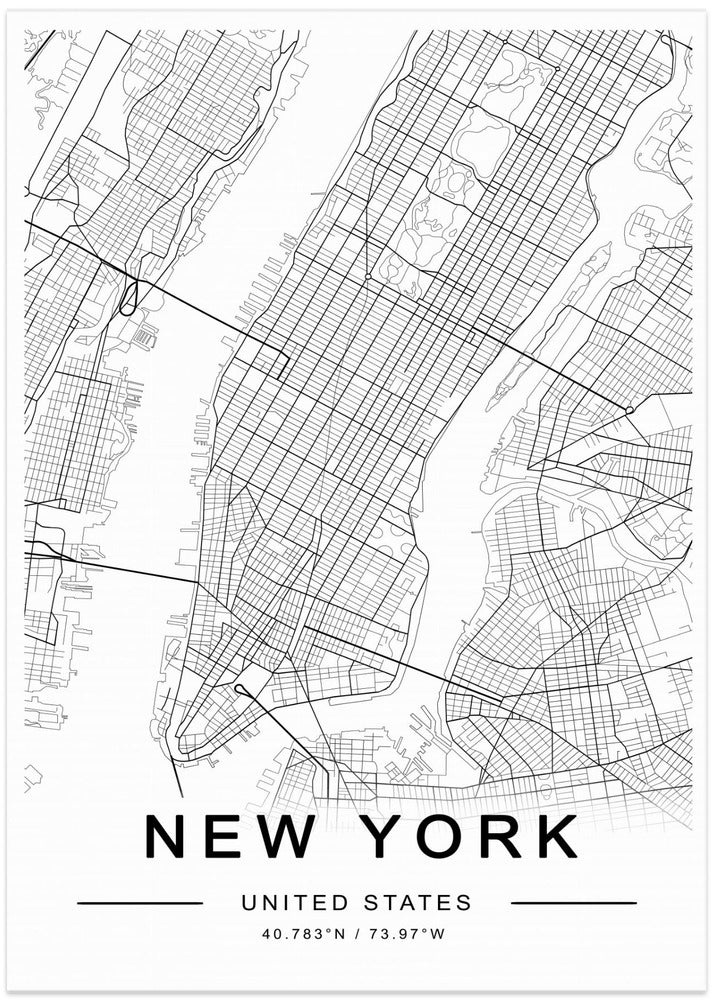 New York  Map - Art Print by THE MIUUS STUDIO
