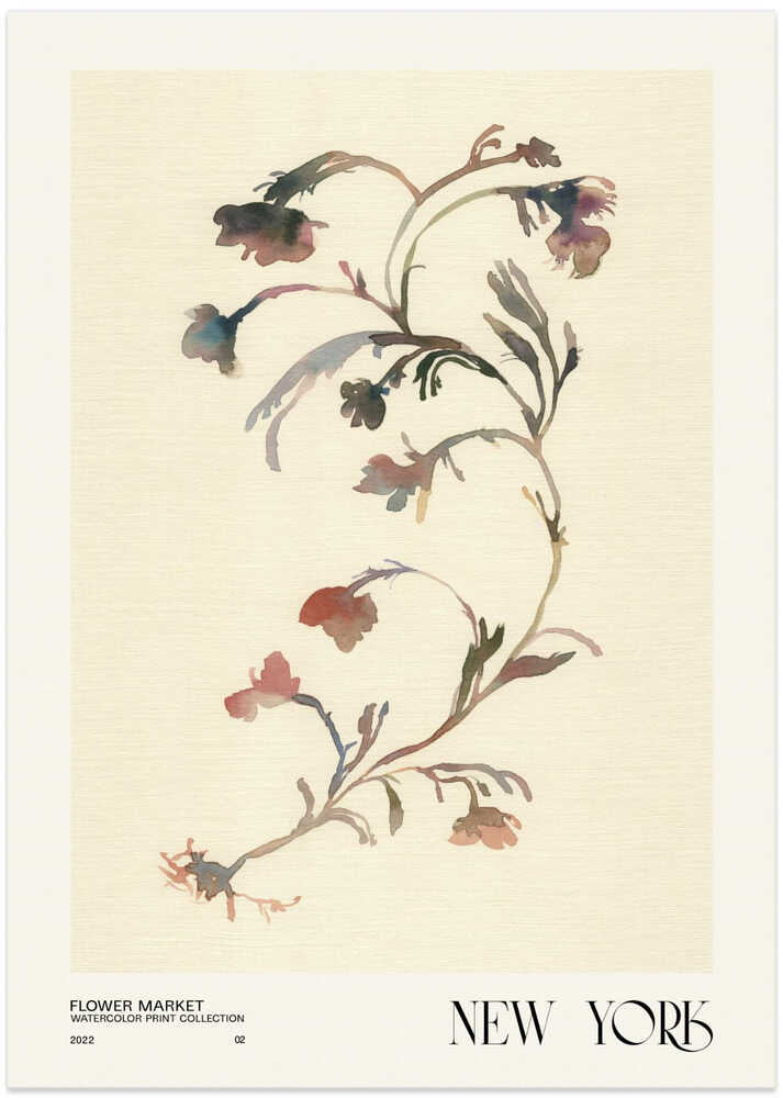 Watercolor print collection. Flower market - New York - Art Print by NKTN