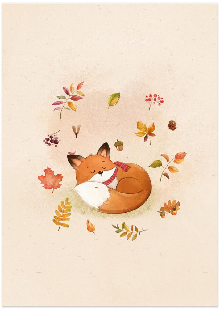 Fox In Fall Foliage - Art Print by Xuan Thai