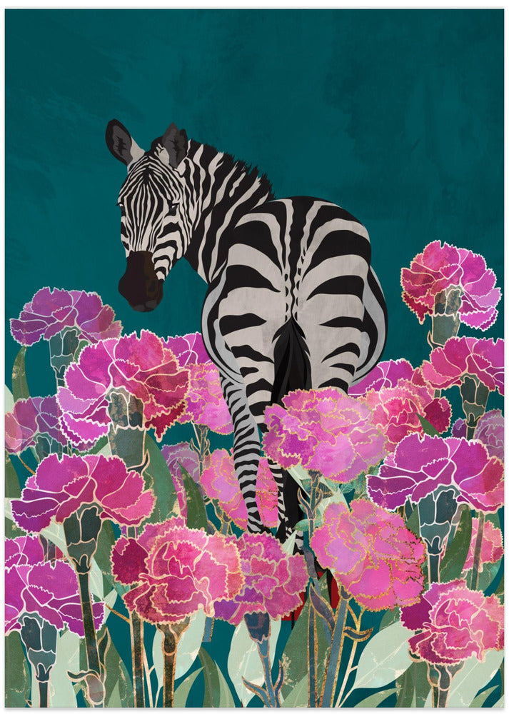 Zebra in a field of flowers - Art Print by Sarah Manovski