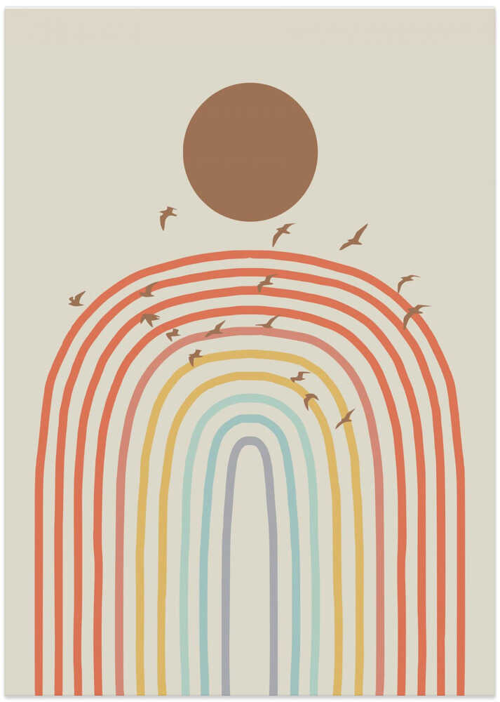 Stylized Rainbow With Layered Pastel - Art Print by Little Dean