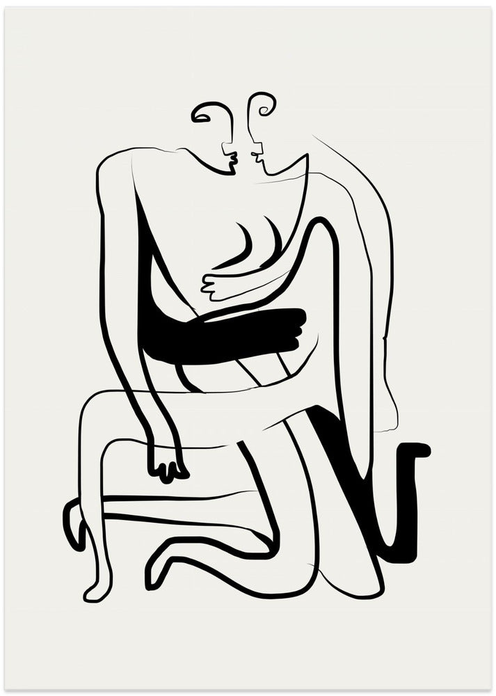 Hugs and Kisses Line Art - Art Print by Little Dean