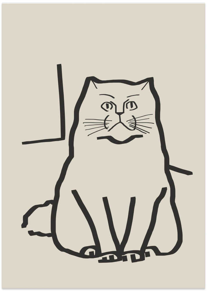 Line Art Cat Drawing 7 - Art Print by Little Dean
