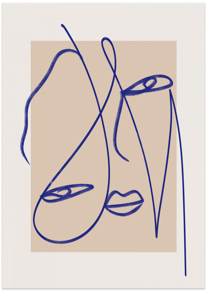 Abstract Blue Line Art - Art Print by Little Dean