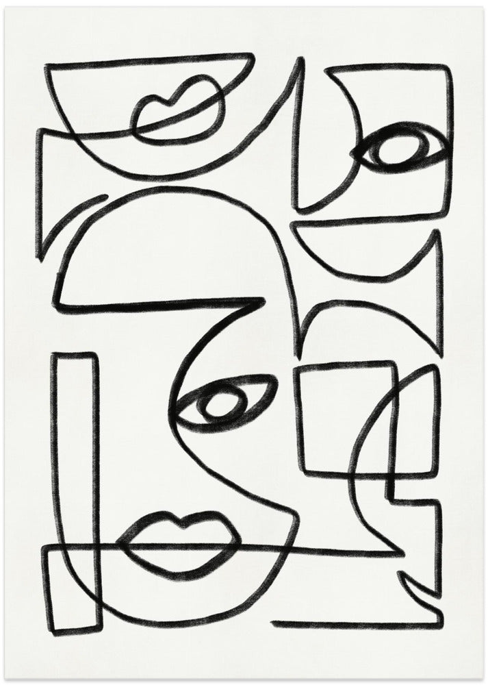 Abstract Line Art Faces - Art Print by Little Dean