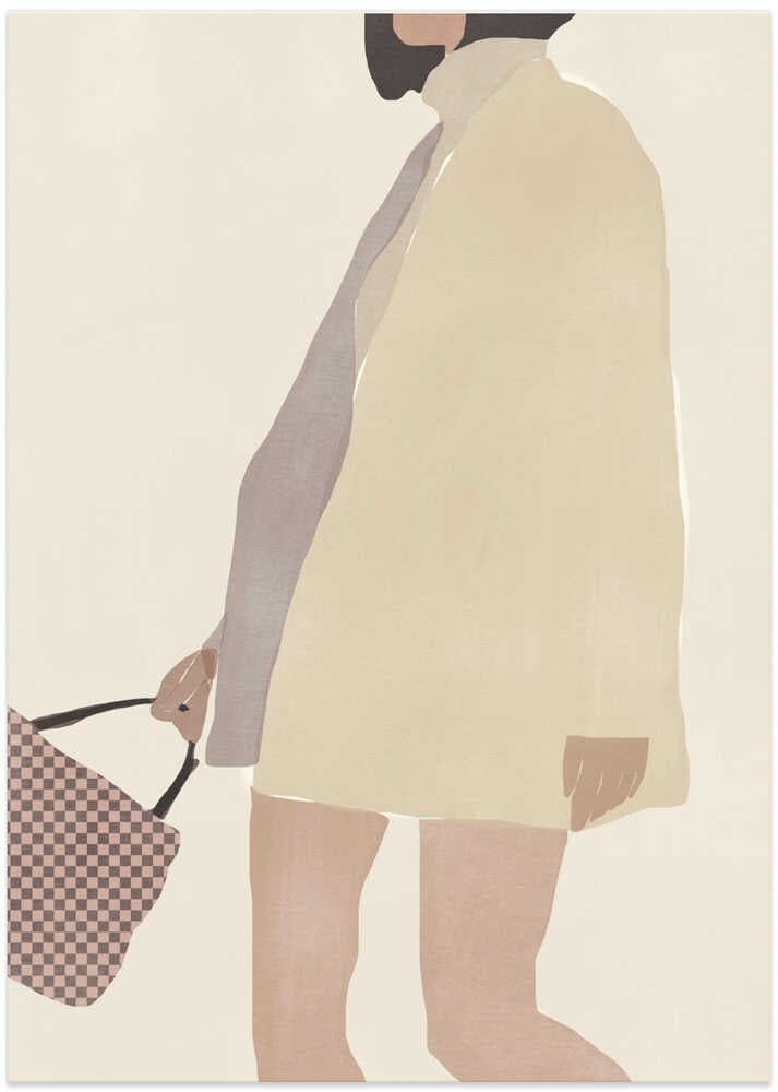 Stylish Figure Holding a Patterned Handbag - Art Print by Little Dean