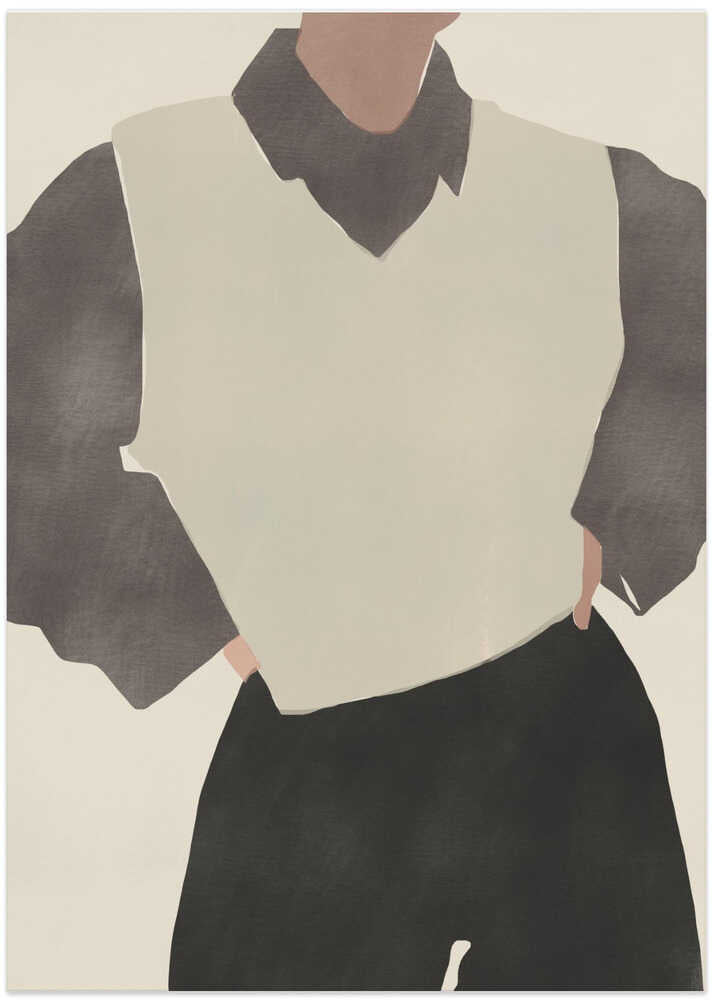 Minimalist Figure in a Monochrome Outfit - Art Print by Little Dean