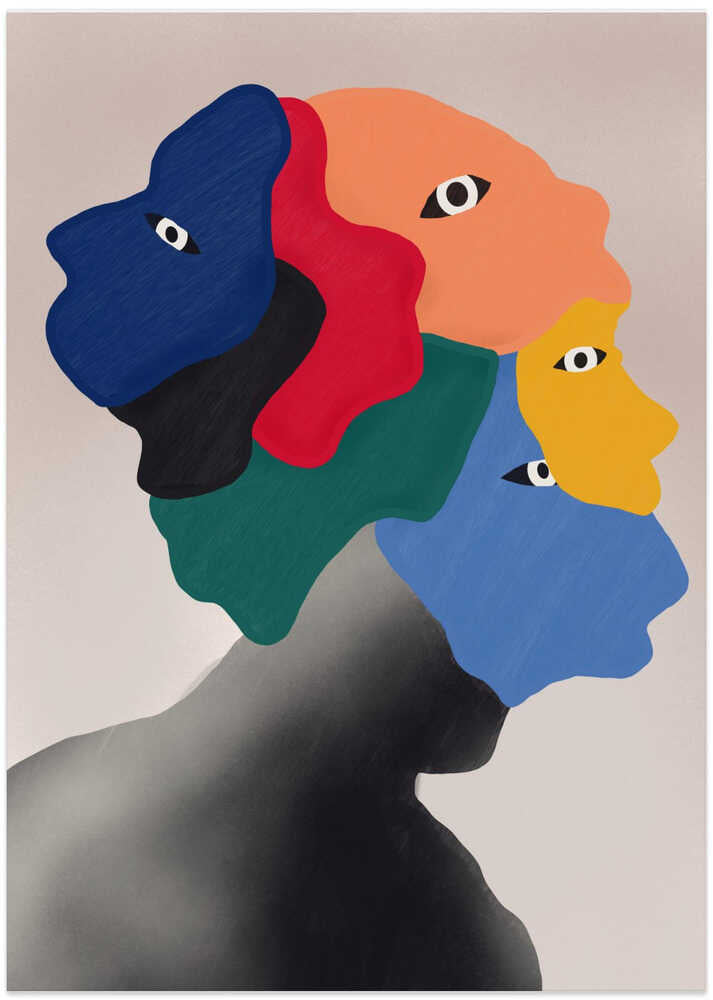 Sides of Masks - Art Print by Little Dean