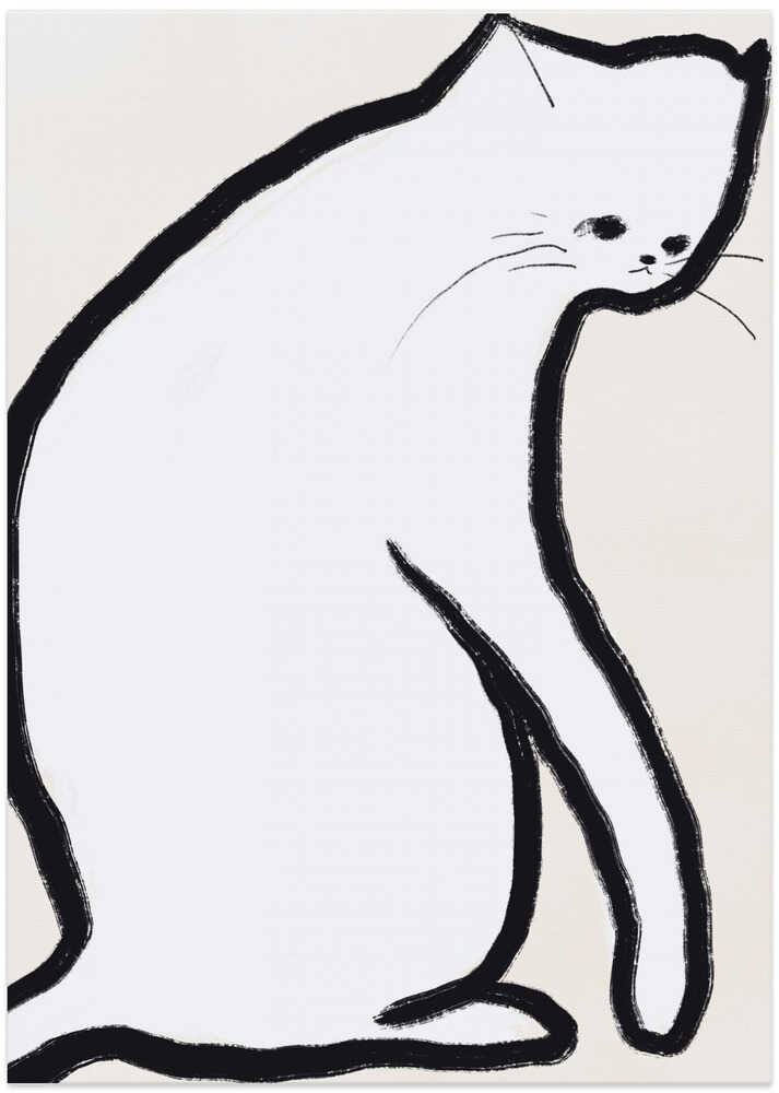 White cat - Art Print by Little Dean
