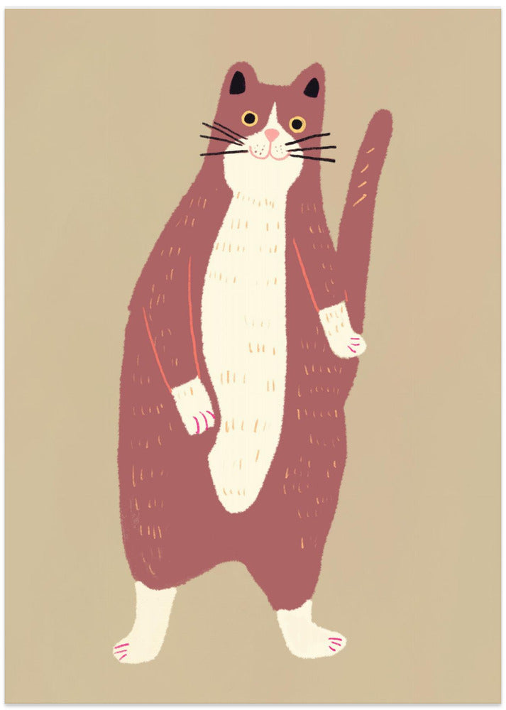 Brown and white cat - Art Print by Little Dean