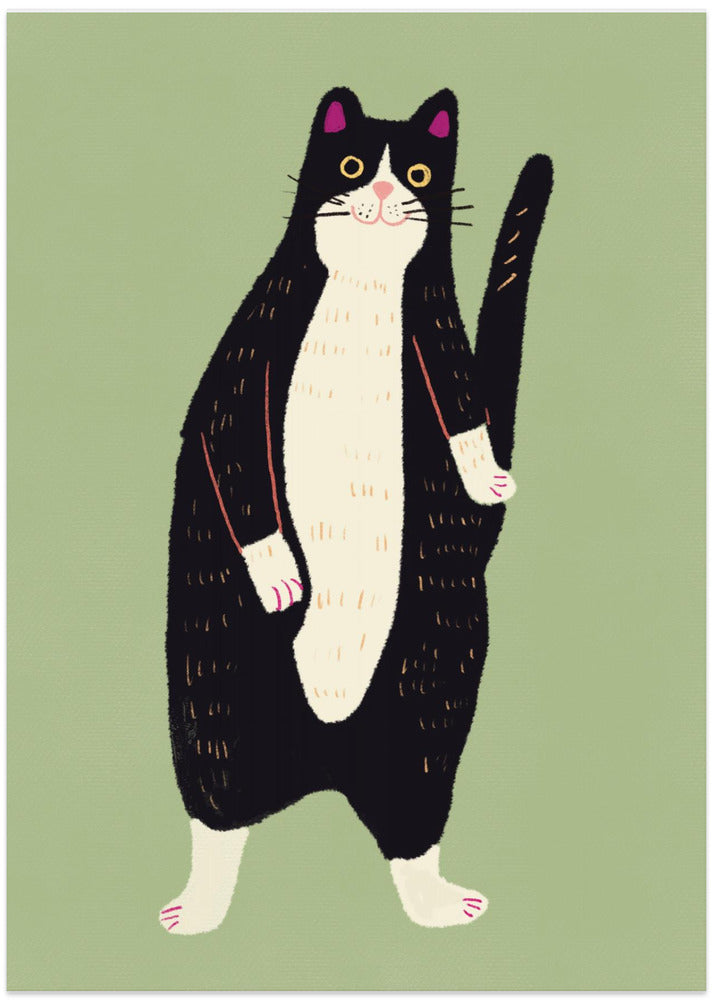 Black and white cat 02 - Art Print by Little Dean