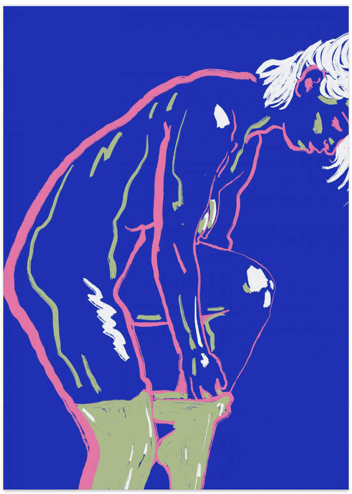 Nude in green leggings - Art Print by Little Dean