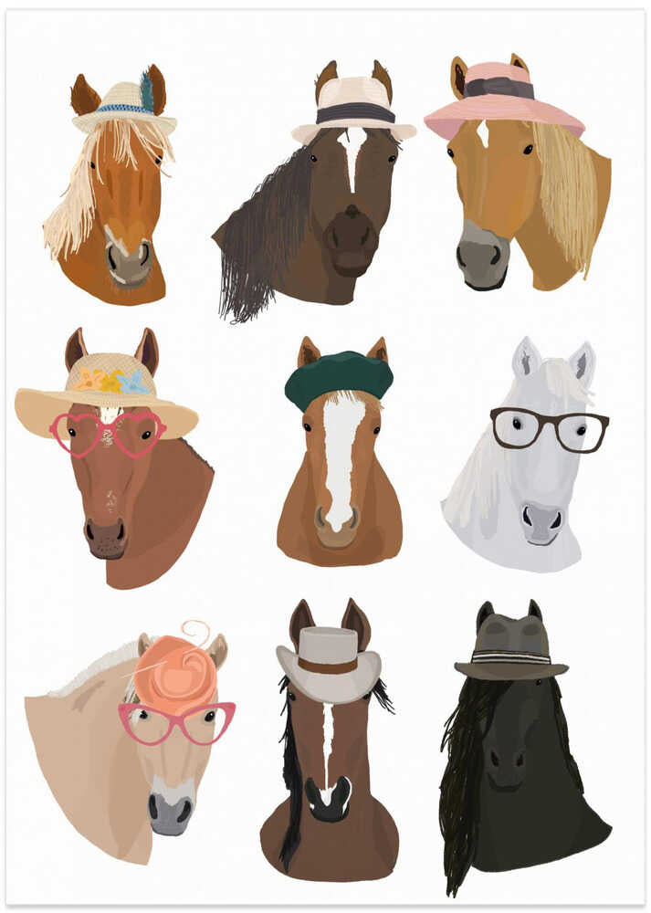 Horses In Hats - Art Print by Hanna Melin