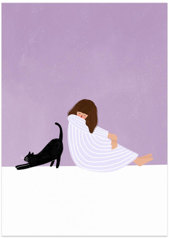 Girl and Cat - Art Print by Bea Müller