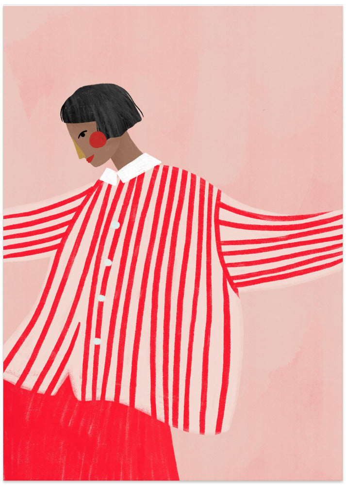 The Woman With the Red Stripes - Art Print by Bea Müller