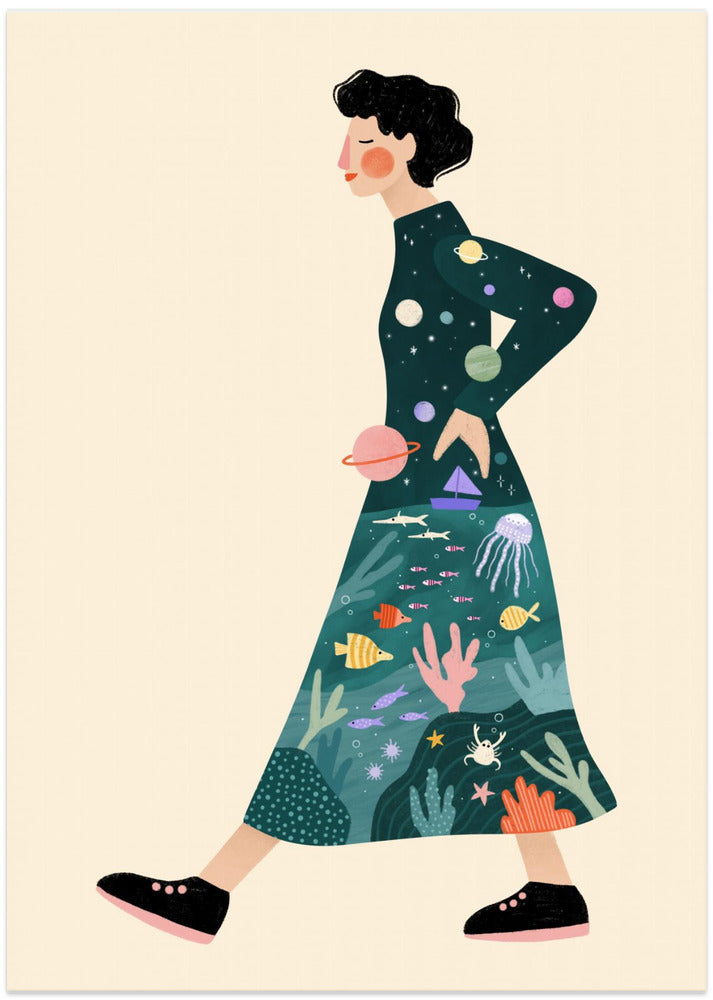 Cosmic Journey Dress - Art Print by Bea Müller