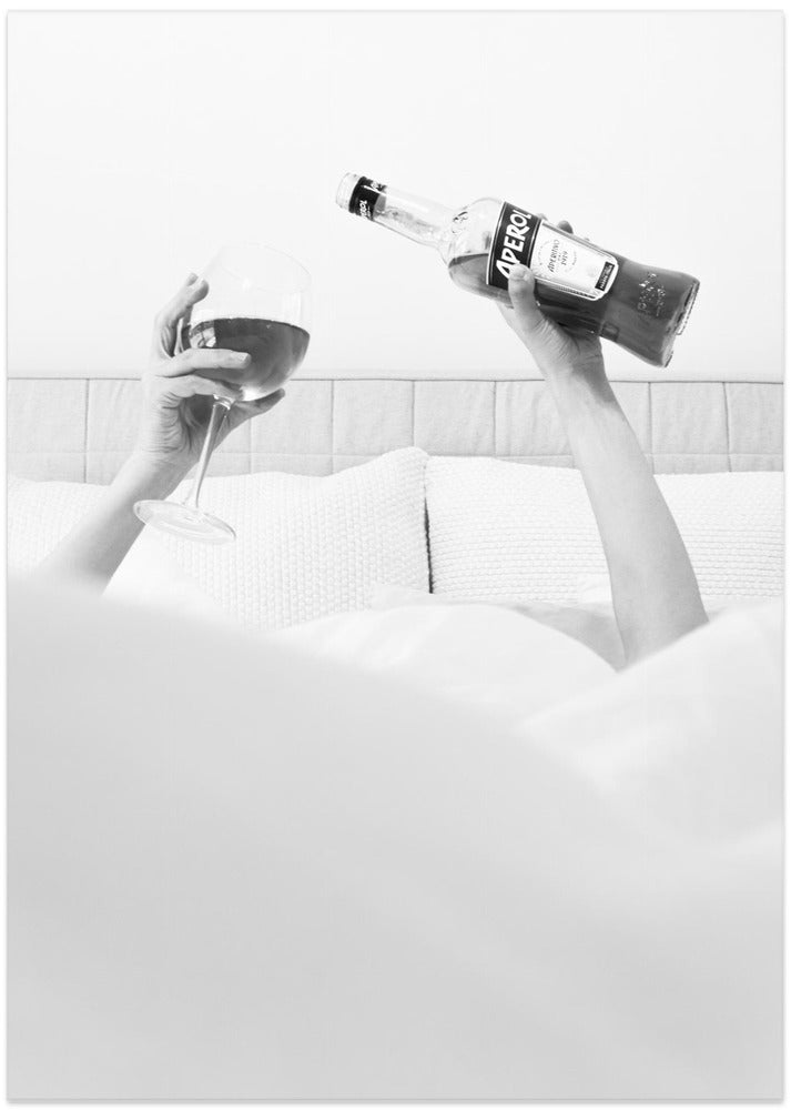 Aperol In Bed B&w - Art Print by Pictufy Studio III
