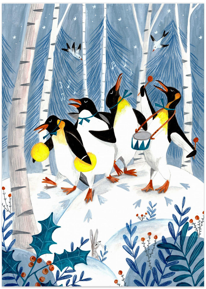 Penguins make music in the forest - Art Print by Caroline Bonne Müller
