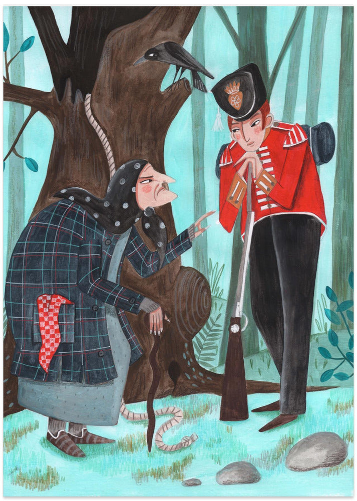 Fairy tale soldier and the witch - Art Print by Caroline Bonne Müller