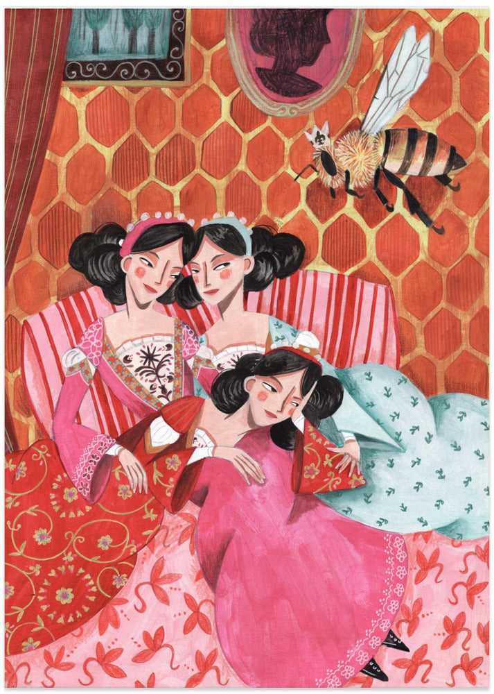The queen bee and pink princesses - Art Print by Caroline Bonne Müller