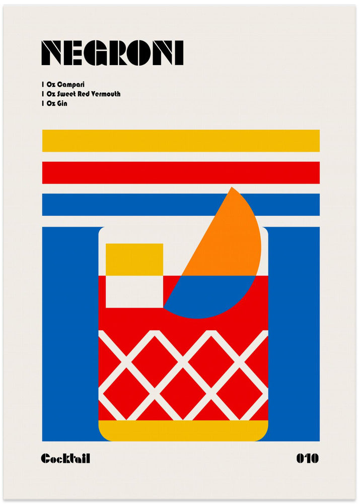 Negroni Bauhaus Cocktail - Art Print by Retrodrome