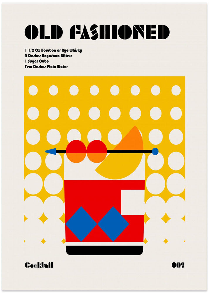 Old Fashioned Bauhaus Cocktail - Art Print by Retrodrome