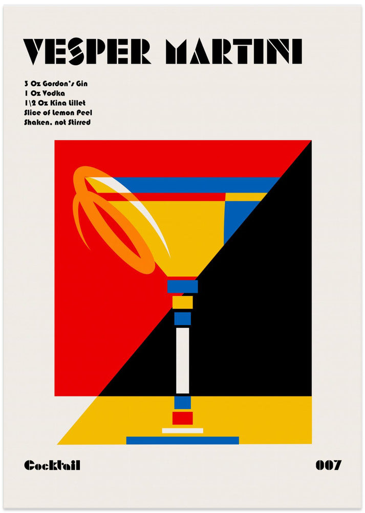 Vesper Martini Bauhaus Cocktail - Art Print by Retrodrome