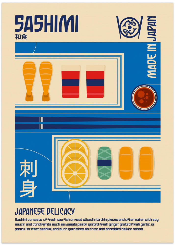 Sashimi Japanese Food Print - Art Print by Retrodrome