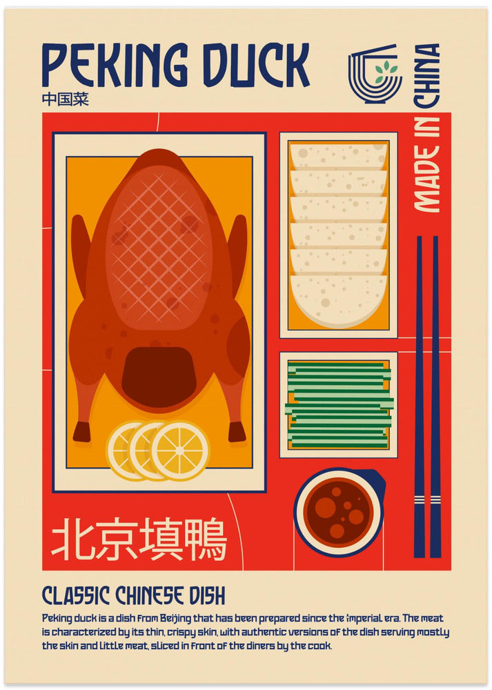 Peking Duck Japanese Food Print - Art Print by Retrodrome