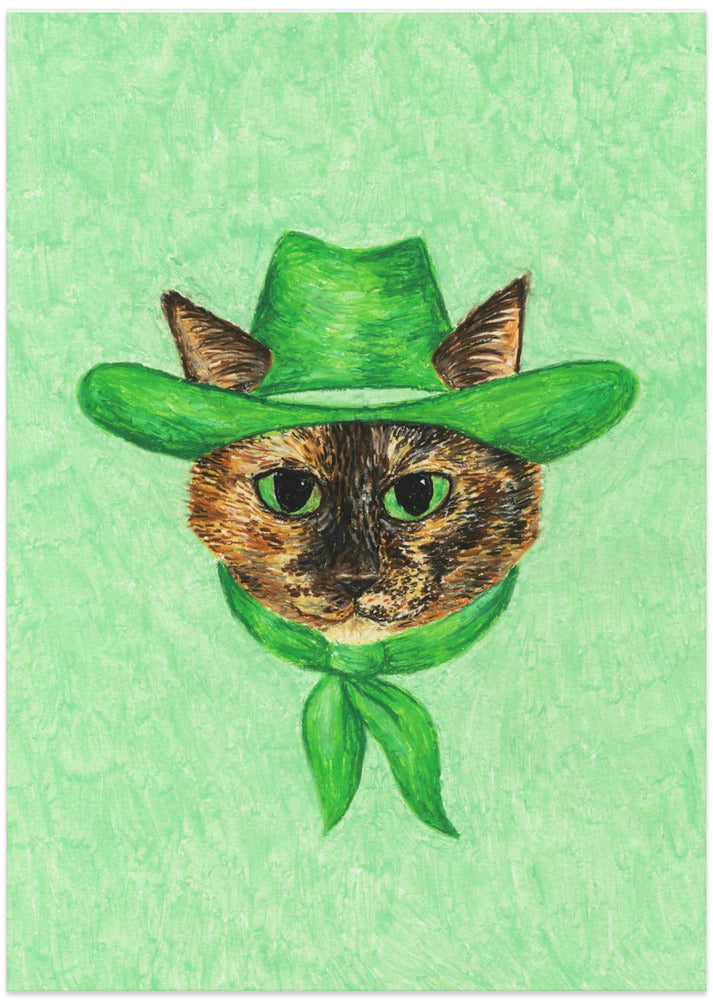 Tilly The Cowgirl Tortie Cat - Art Print by Anyone Can Yeehaw