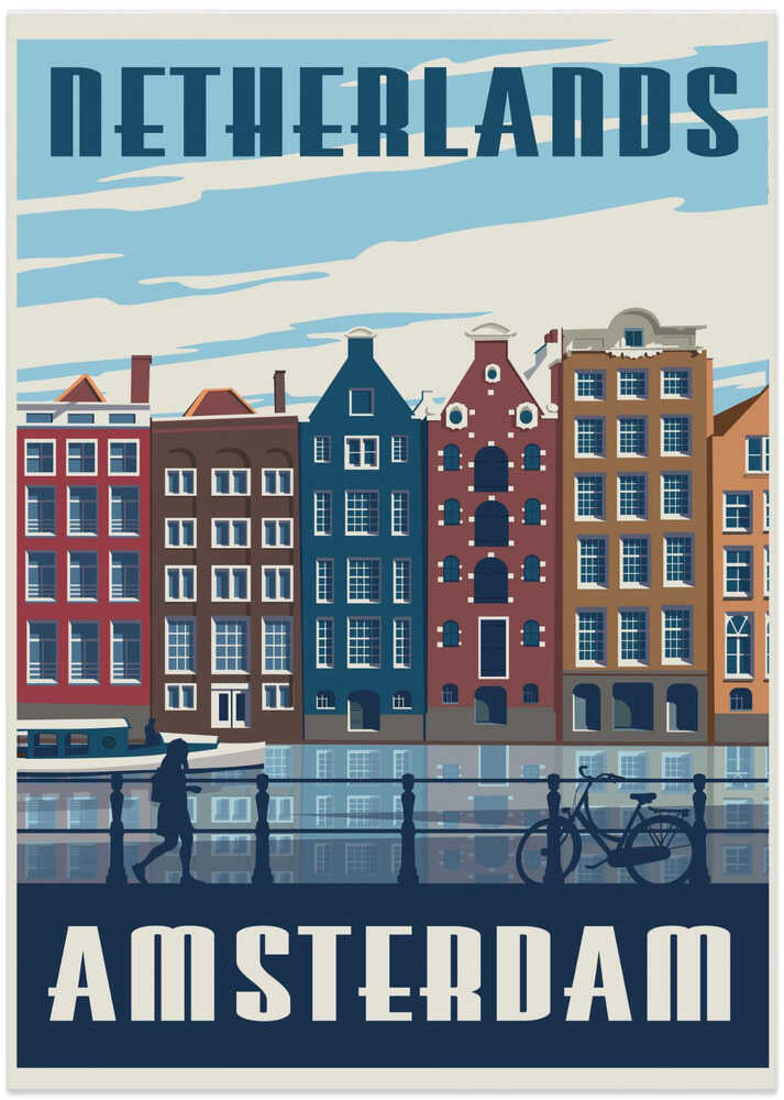 Amsterdam Travel Print - Art Print by Retrodrome Travel Poster