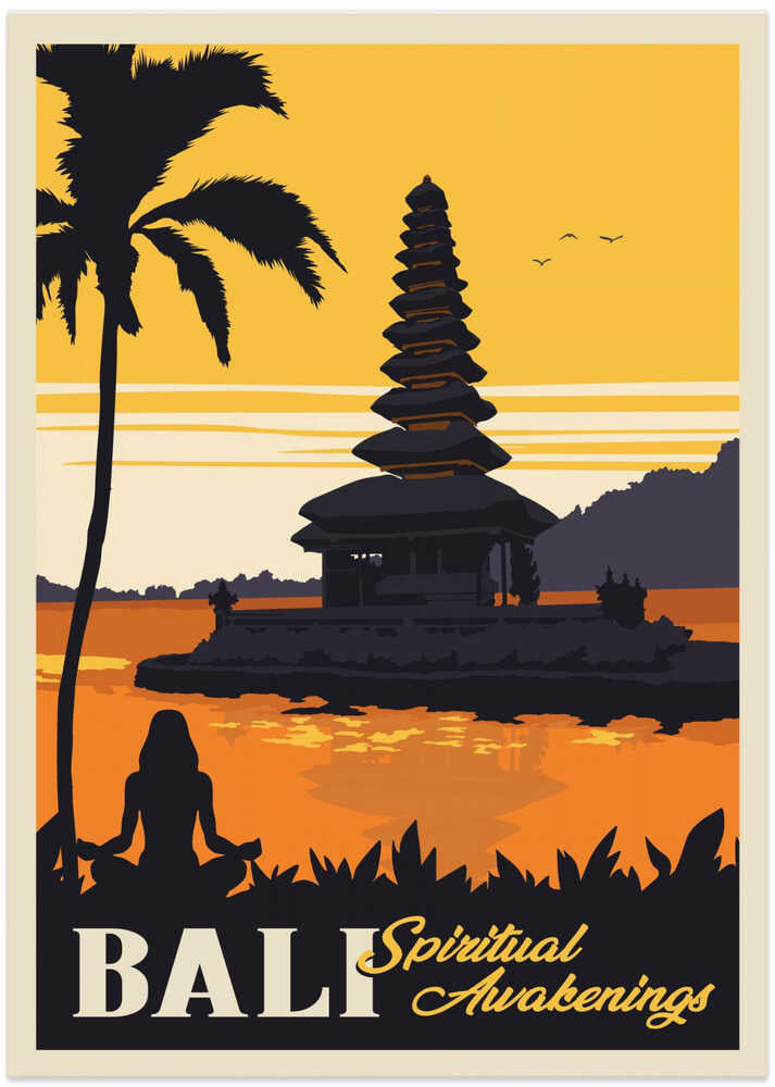 Bali Travel Print - Art Print by Retrodrome Travel Poster