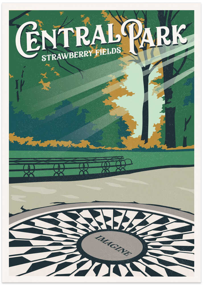 Central Park New York Travel Print - Art Print by Retrodrome Travel Poster