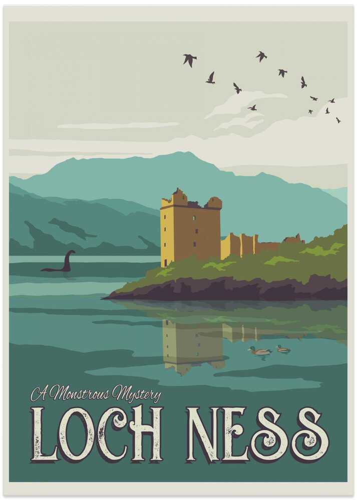 Loch Ness Travel Print - Art Print by Retrodrome Travel Poster