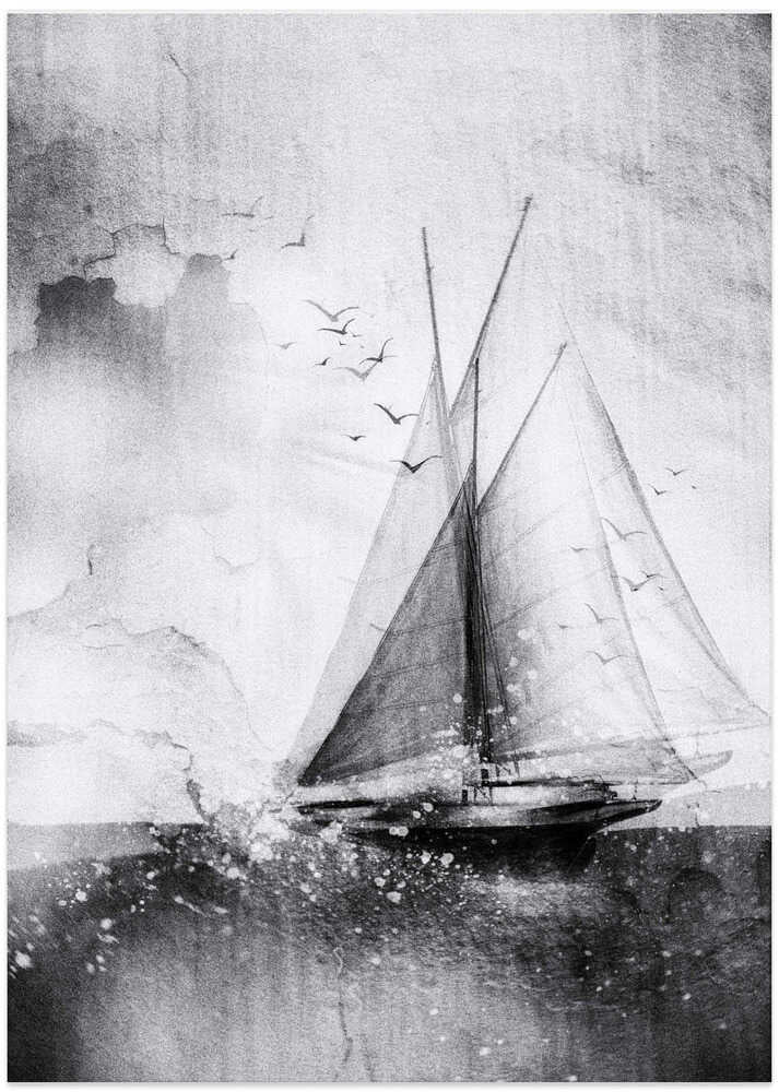 Vintage Sailboat Journey - Art Print by Charlaine Gerber