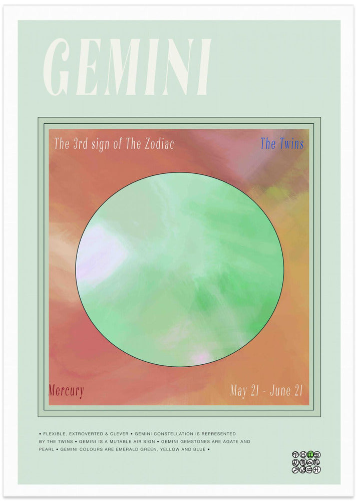 Zodiac Gemini - Art Print by casa cartissi