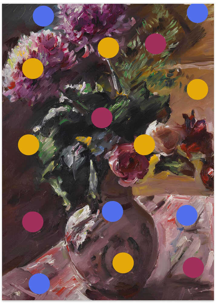 Classic Vase of Flowers And Dots - Art Print by The Art Concept
