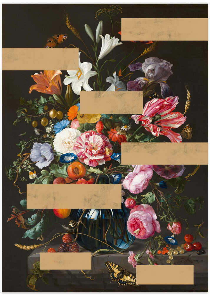 Bouquet of Vintage Oil Painting Flowers, Modern Collage - Art Print by The Art Concept