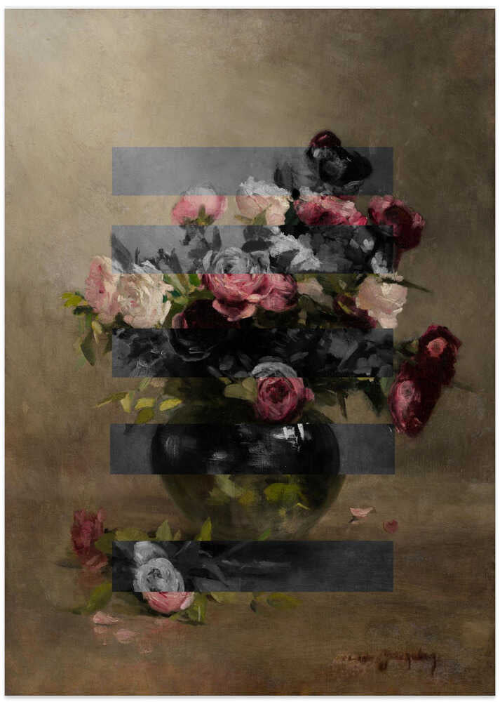 Bouquet of Vintage Oil Painting Flowers, Collage - Art Print by The Art Concept