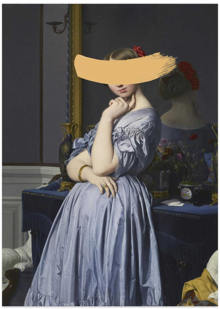 Classic Oil Painting and Yellow Splash - Art Print by The Art Concept