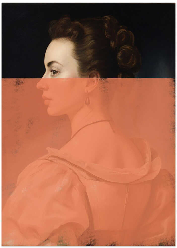 Altered Portrait of Woman Orange Modern Art - Art Print by The Art Concept