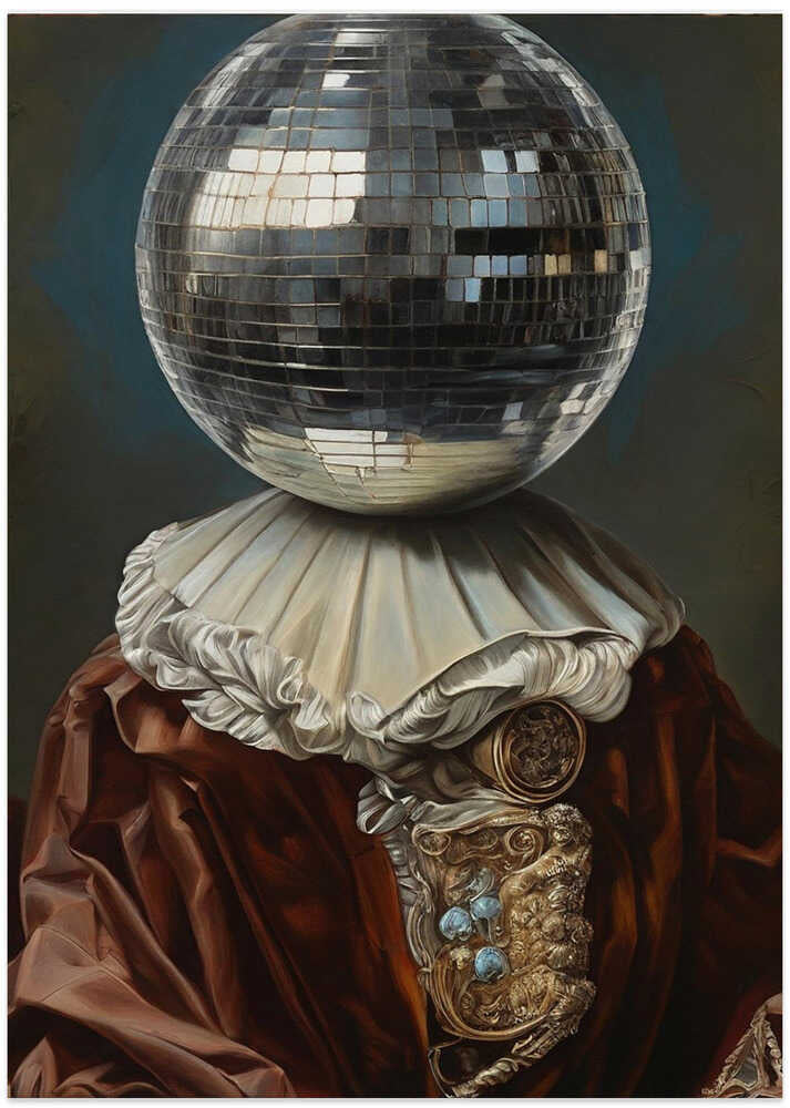 Antique Disco Ball, A Man with Disco head - Art Print by The Art Concept