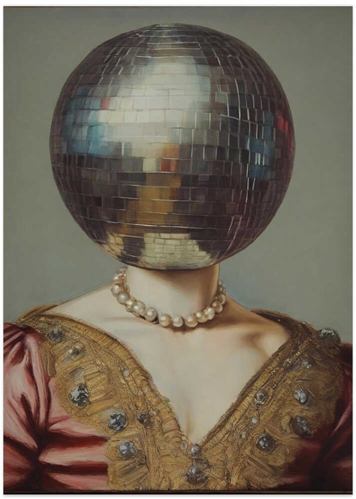 DiscoHead Queen / Altered Collage Art - Art Print by The Art Concept