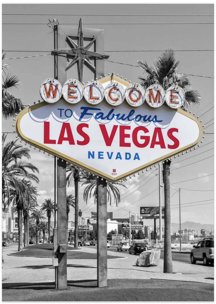 LAS VEGAS Sign - colorkey - Art Print by Melanie Viola Travel Poster
