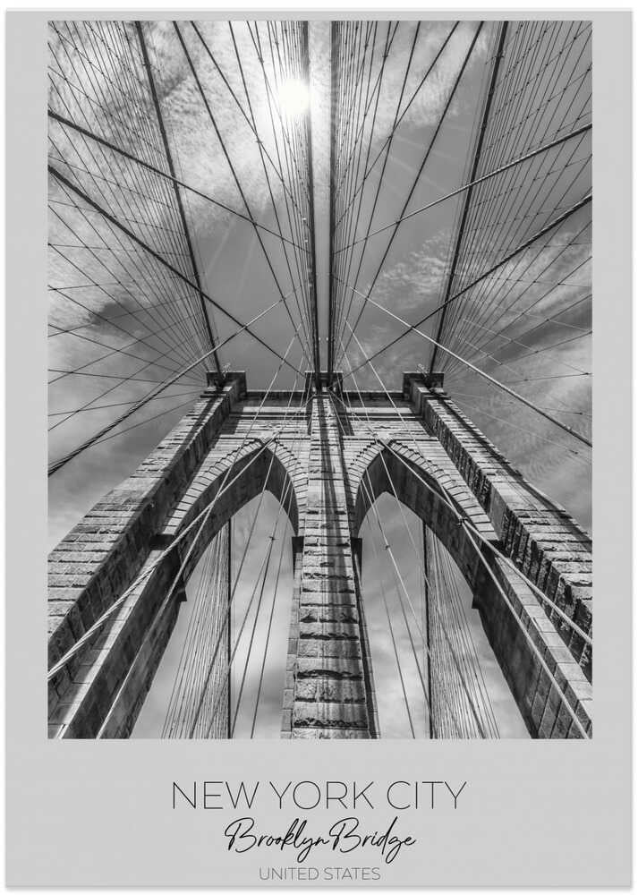 In focus: NEW YORK CITY Brooklyn Bridge in detail - Art Print by Melanie Viola Travel Poster