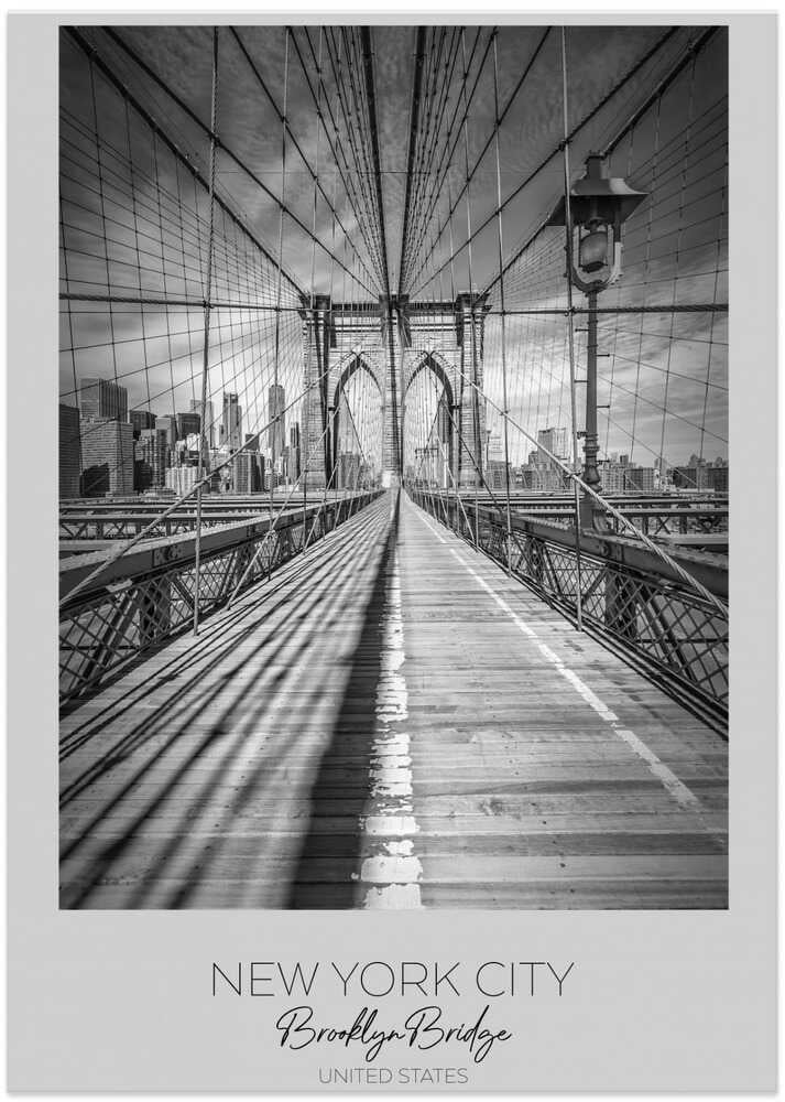 In focus: NEW YORK CITY Brooklyn Bridge - Art Print by Melanie Viola Travel Poster