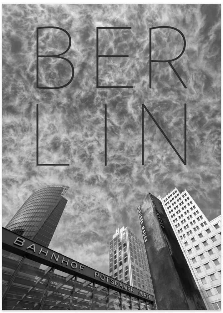BERLIN Potsdamer Platz | Text &amp; Skyline - Art Print by Melanie Viola Travel Poster